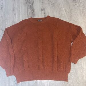 Rust Cable-Knit Crewneck Sweater - Unbranded